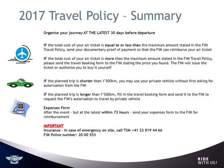 2017 Travel Policy – Summary