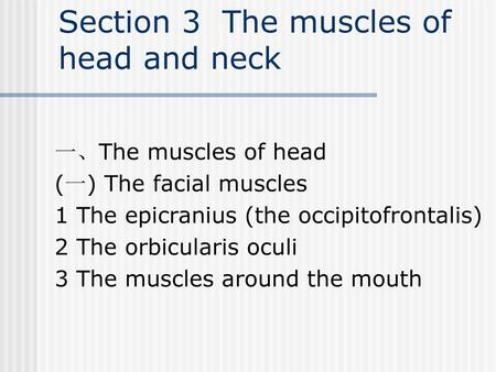 Section 3 The muscles of head and neck