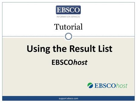 Using the Result List EBSCOhost