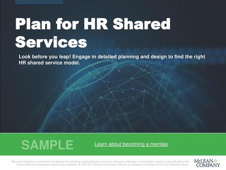 Plan for HR Shared Services