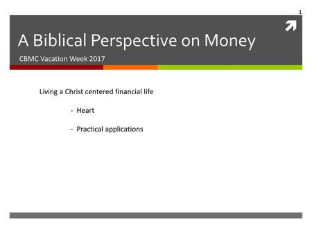 A Biblical Perspective on Money