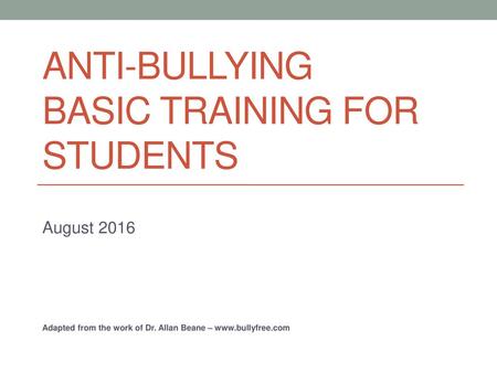 Anti-Bullying Basic Training for Students