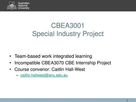CBEA3001 Special Industry Project