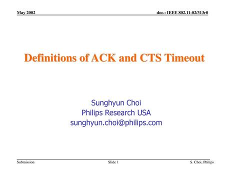 Definitions of ACK and CTS Timeout