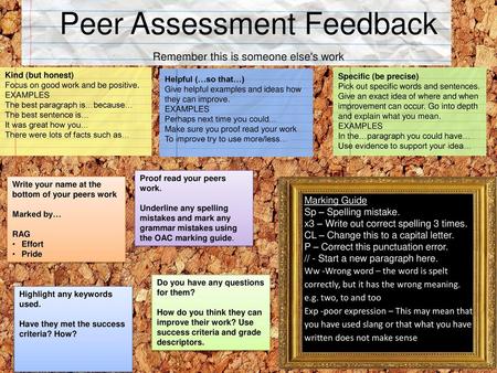 Peer Assessment Feedback