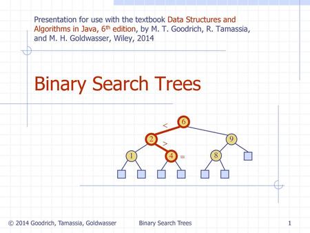 Binary Search Trees < > =