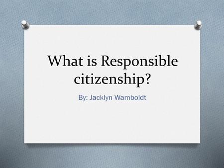 What is Responsible citizenship?