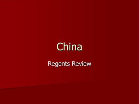 China Regents Review.