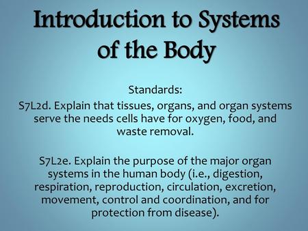 Introduction to Systems of the Body