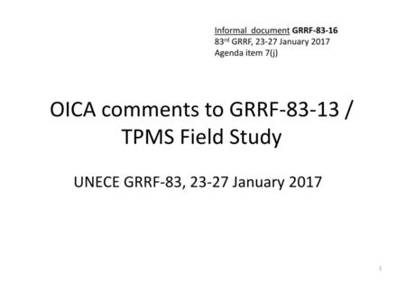 OICA comments to GRRF / TPMS Field Study