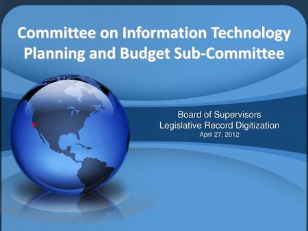 Committee on Information Technology Planning and Budget Sub-Committee