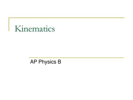 Kinematics AP Physics B.