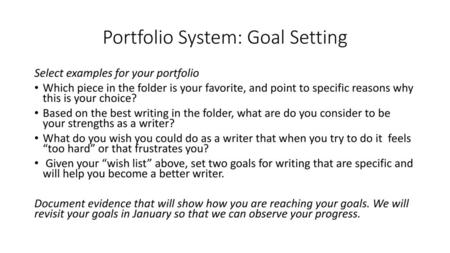 Portfolio System: Goal Setting