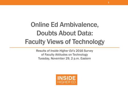 Online Ed Ambivalence, Doubts About Data: Faculty Views of Technology