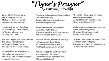 “Flyer’s Prayer” by Patrick J. Phillips