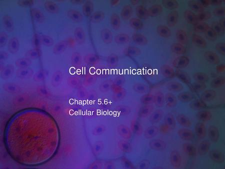 Chapter 5.6+ Cellular Biology