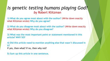 Is genetic testing humans playing God? by Robert Klitzman