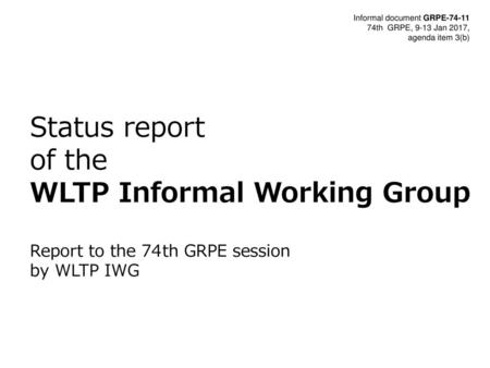 WLTP Informal Working Group