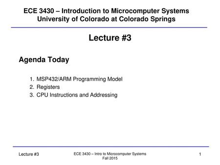 ECE 3430 – Intro to Microcomputer Systems
