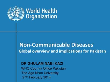 DR GHULAM NABI KAZI WHO Country Office Pakistan