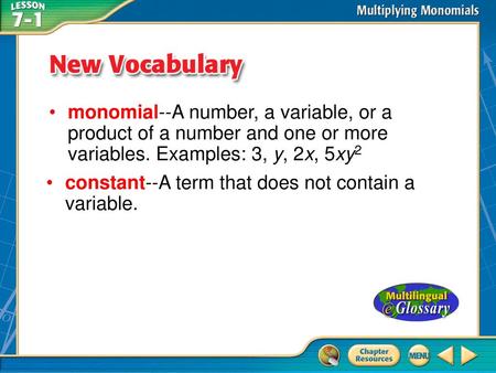 constant--A term that does not contain a variable.