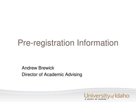Pre-registration Information