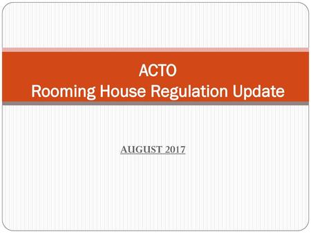 ACTO Rooming House Regulation Update
