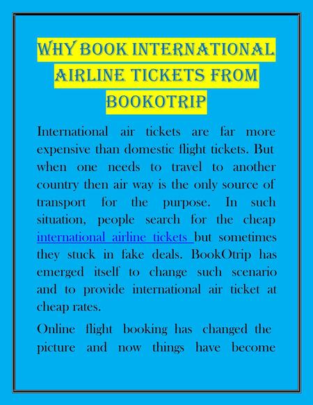 Why Book International Airline Tickets From BookOtrip