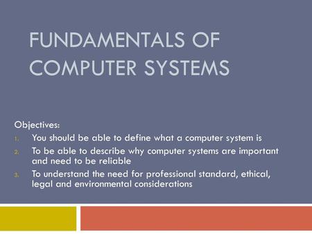 Fundamentals of Computer Systems
