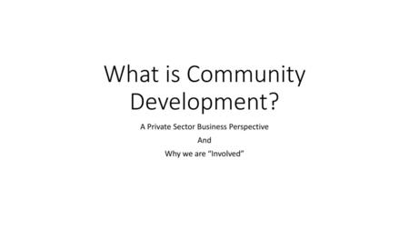 What is Community Development?
