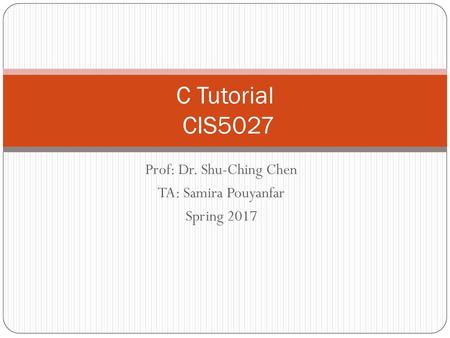 Prof: Dr. Shu-Ching Chen TA: Samira Pouyanfar Spring 2017