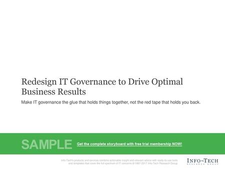 Redesign IT Governance to Drive Optimal Business Results
