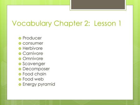Vocabulary Chapter 2: Lesson 1