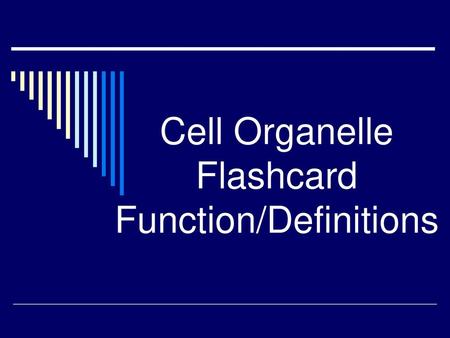 Cell Organelle Flashcard Function/Definitions