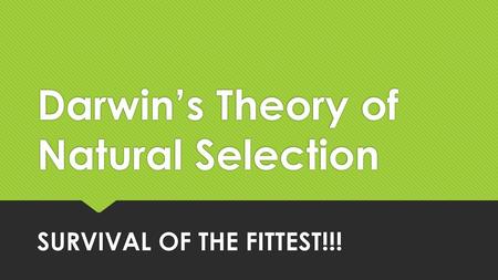 Darwin’s Theory of Natural Selection