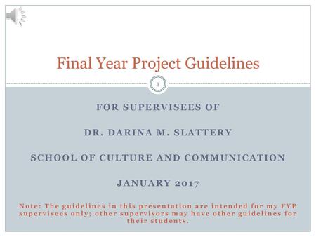 Final Year Project Guidelines