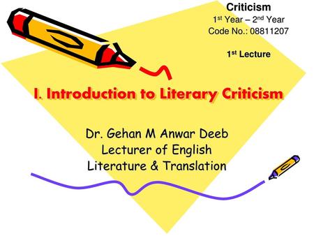 I. Introduction to Literary Criticism