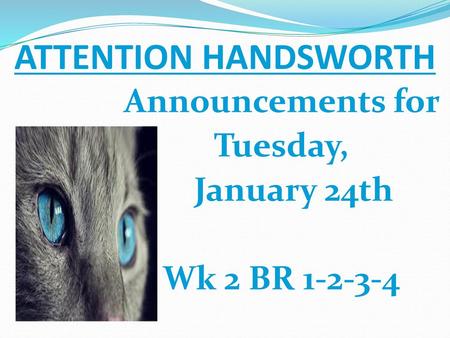 Announcements for Tuesday, January 24th Wk 2 BR