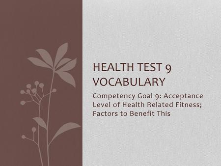 Health Test 9 Vocabulary