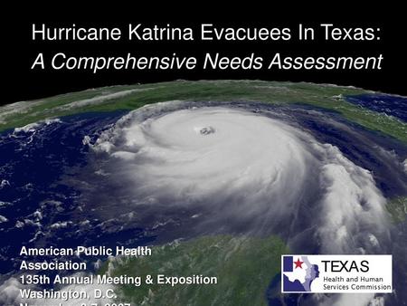 Hurricane Katrina Evacuees In Texas: A Comprehensive Needs Assessment