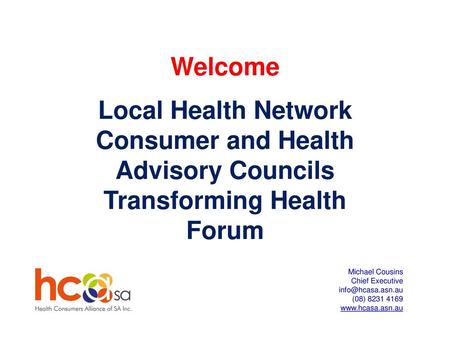Local Health Network Consumer and Health Advisory Councils
