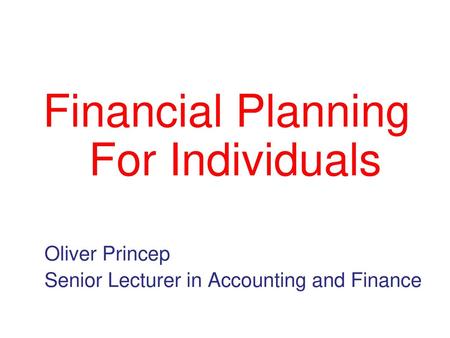 Financial Planning For Individuals