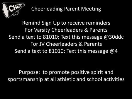 Cheerleading Parent Meeting Remind Sign Up to receive reminders