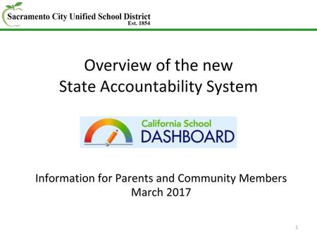 Overview of the new State Accountability System