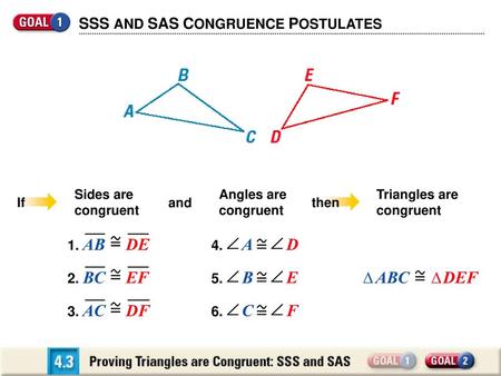  ABC  DEF SSS AND SAS CONGRUENCE POSTULATES