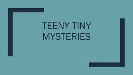 Teeny Tiny Mysteries.