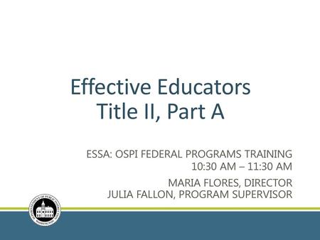 Effective Educators Title II, Part A