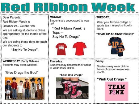 Red Ribbon Week “Red Ribbon Week is Tops – Say No To Drugs”