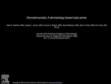 Dermatomyositis: A dermatology-based case series