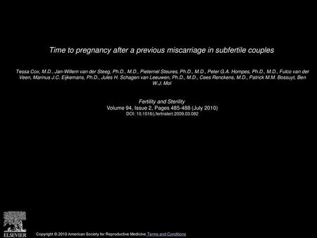 Time to pregnancy after a previous miscarriage in subfertile couples